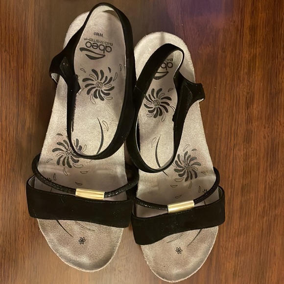 ABEO Bio- System Black suede & leather orthopedic cork bed sandals - Picture 2 of 8